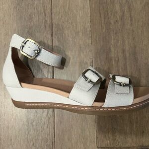 White/Bone Women's Buckle Strap Wedge Sandals from Dansko